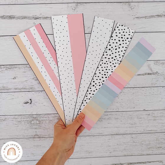 Bulletin Board Borders | Printable Scalloped & Straight Edge Borders | Spotty Pastels Classroom Decor | Miss Jacobs Little Learners