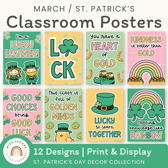 St. Patrick's Day Classroom Posters Bulletin Board Decor