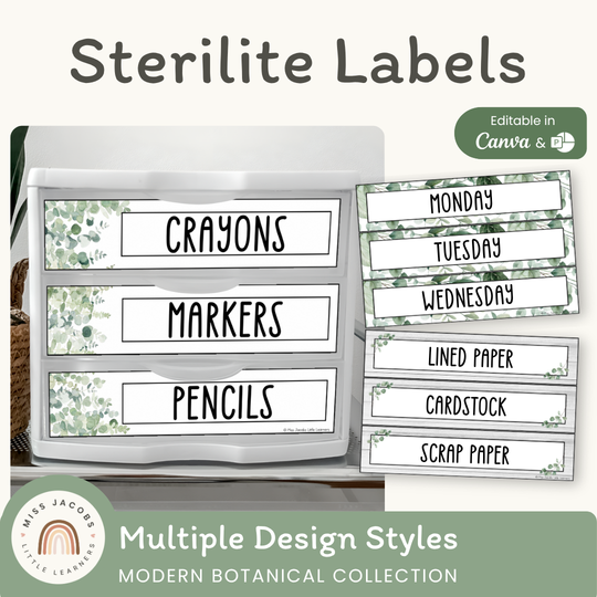 Sterilite Drawer Labels - Modern Botanical Decor