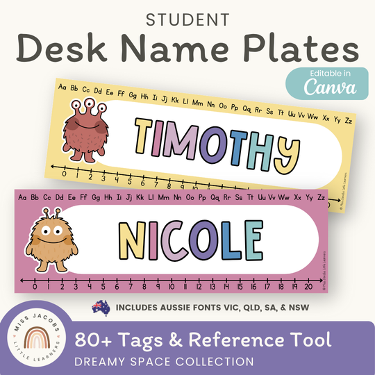 Student Desk Name Plates - Dreamy Space Classroom Decor