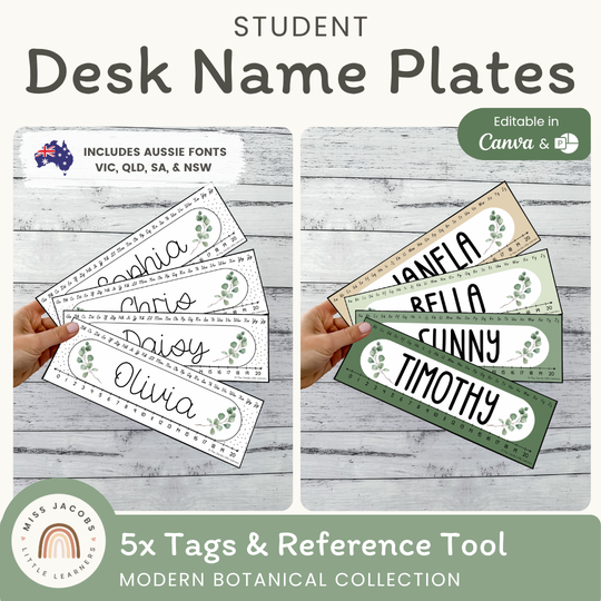 Student Desk Name Plates - Modern Botanical Classroom Decor
