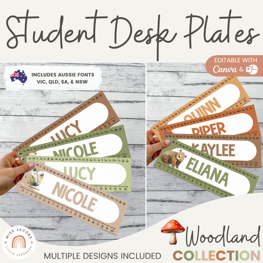 Student Desk Name Plates - Woodland Theme Classroom Decor