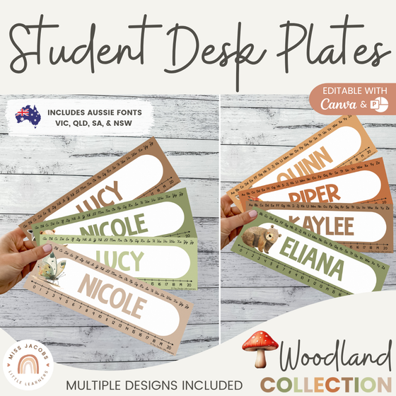 Student Desk Name Plates - Woodland Theme Classroom Decor - Miss Jacobs Little Learners