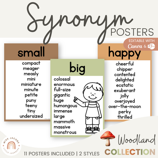 Synonym Posters - Woodland Theme Classroom Decor