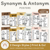 Synonym and Antonym Posters - Daisy Gingham Neutrals English Decor - Miss Jacobs Little Learners