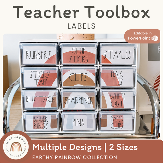 Teacher Toolbox Labels | Earthy Rainbow Theme