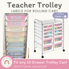 Teacher Trolley Labels for Rolling Cart - Spotty Pastel Decor - Miss Jacobs Little Learners