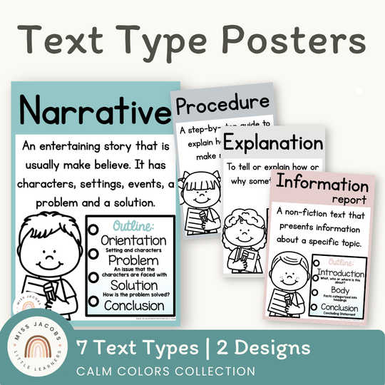 Text Type Posters - Rainbow Calm Colors