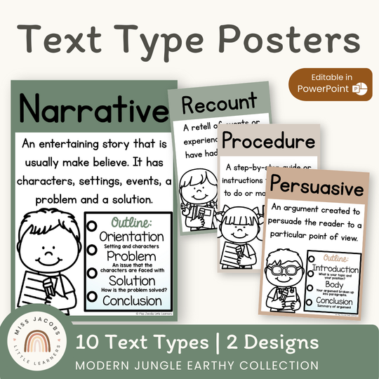 Text Type Posters - Modern Jungle Earthy Decor