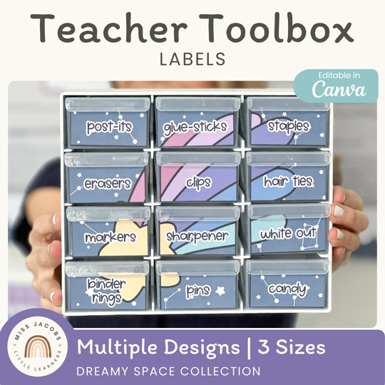 Teacher Toolbox Labels - Dreamy Space Classroom Decor