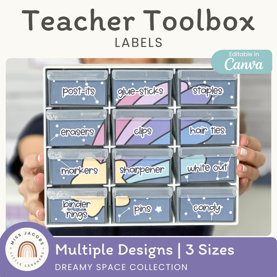 Teacher Toolbox Labels - Dreamy Space Classroom Decor - Miss Jacobs Little Learners