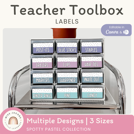 Teacher Toolbox Labels - Spotty Pastel Classroom Decor