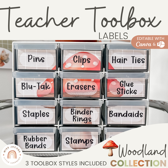 Teacher Toolbox Labels - Woodland Theme Classroom Decor
