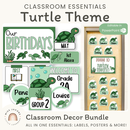 Turtle Theme Classroom Essentials Decor Pack
