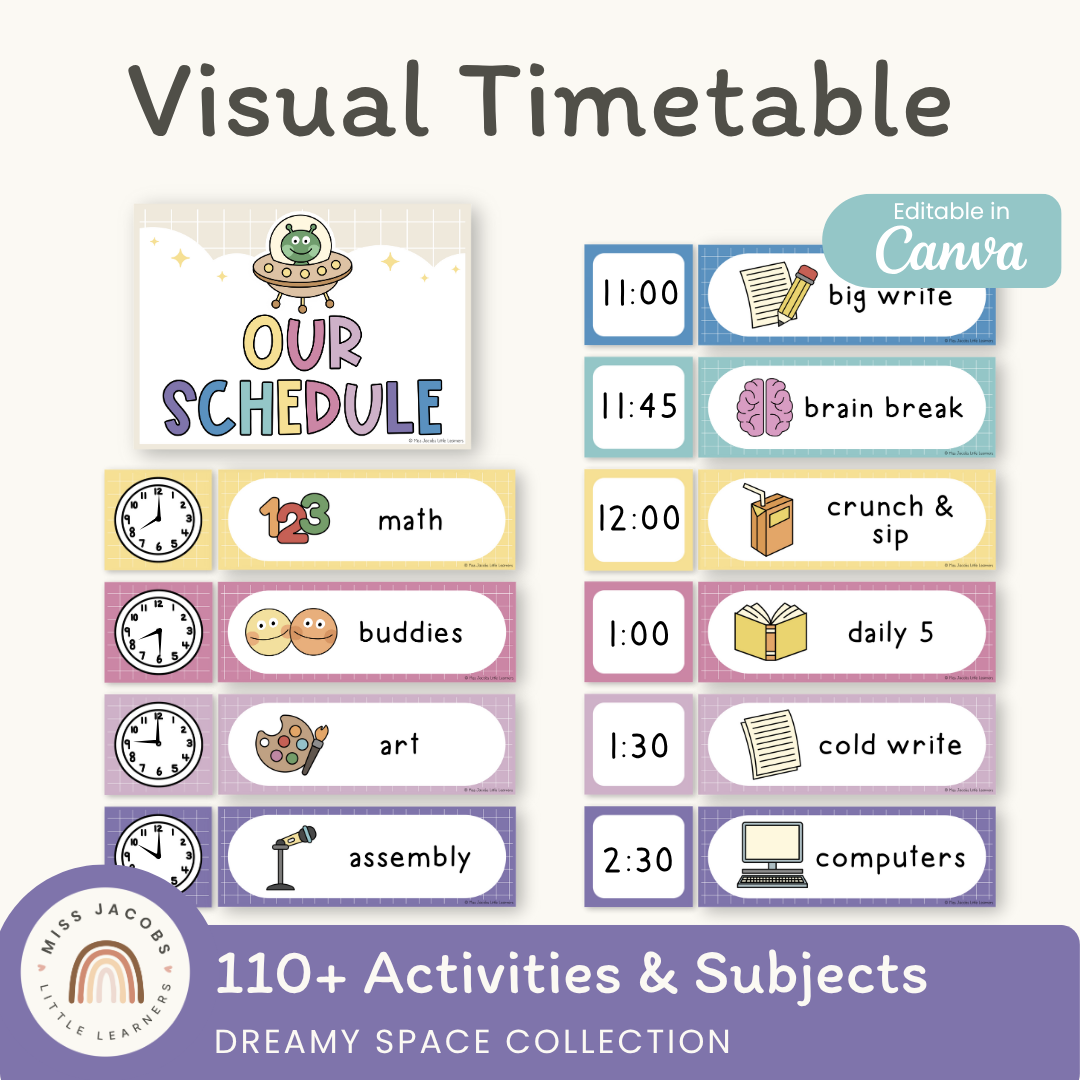 Visual Timetable Visual Timetable Daily Schedule - Dreamy Space Classroom Decor