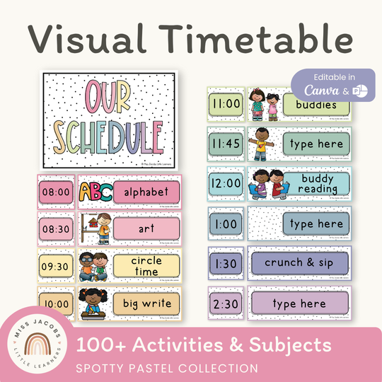 Visual Timetable Daily Schedule - Spotty Pastel Classroom Decor