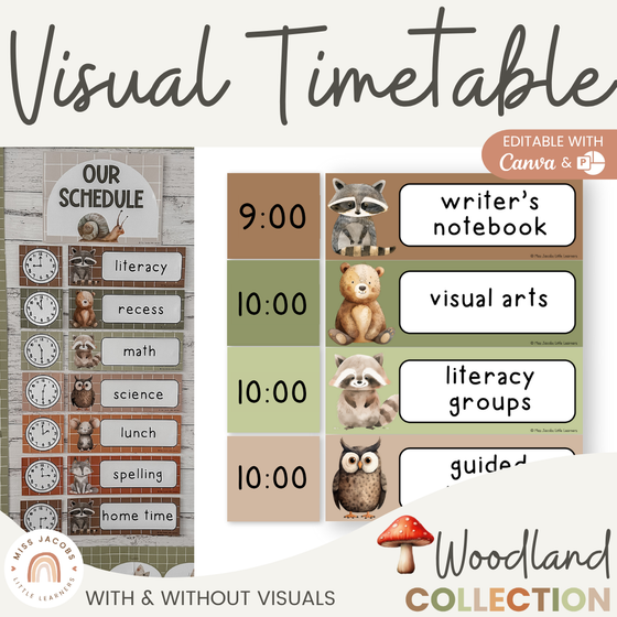 Visual Timetable Daily Schedule - Woodland Classroom Decor - Miss Jacobs Little Learners