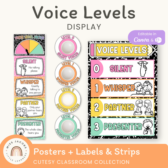 Voice Levels Chart - Cutesy Classroom Decor