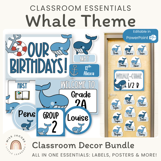 Whale Theme Classroom Essentials Decor Pack