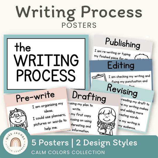 Writing Process Posters - Rainbow Calm Colors