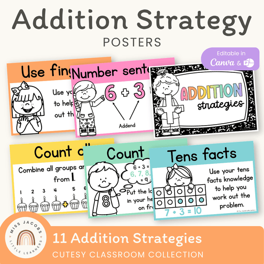 Addition Strategies Posters - Cutesy Classroom Decor