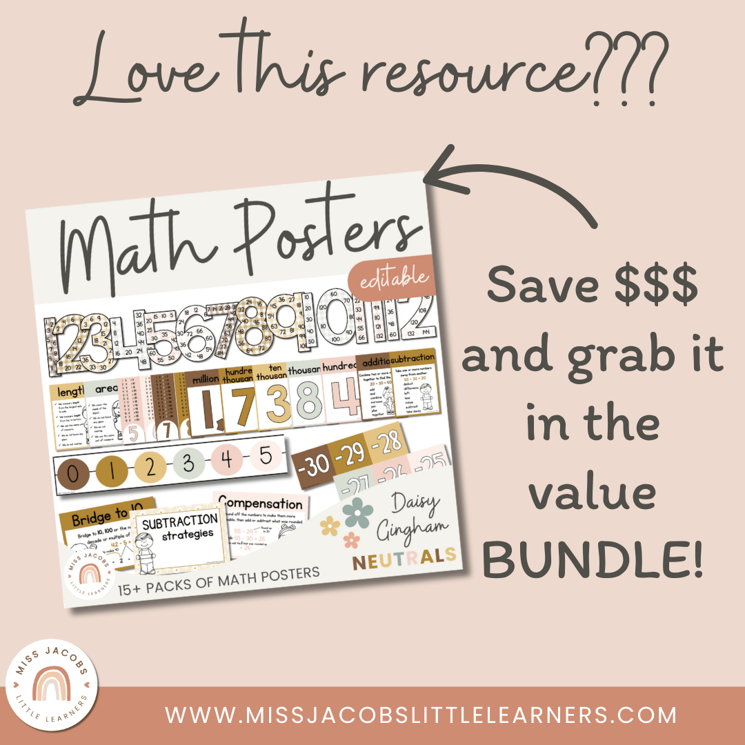 Addition Strategies Posters | Daisy Gingham Neutrals