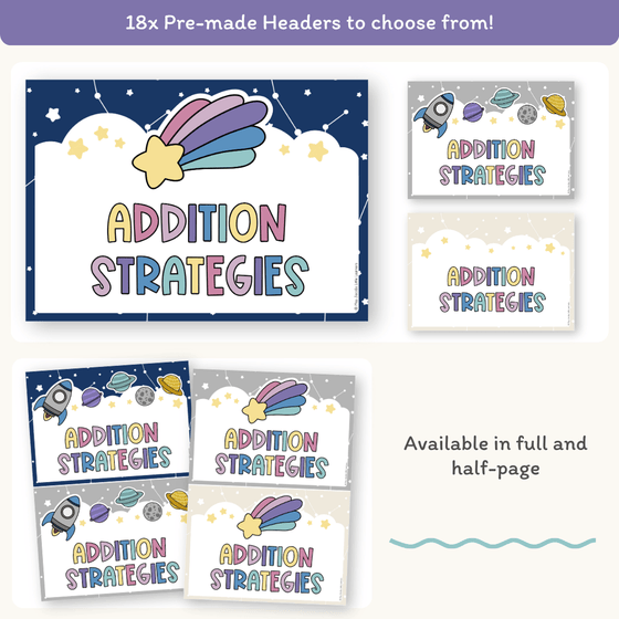 Addition Strategies Posters - Dreamy Space Theme Classroom Decor - Miss Jacobs Little Learners