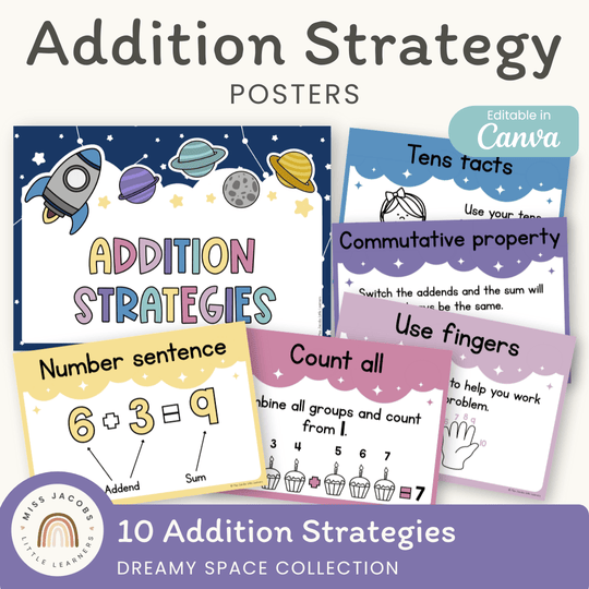 Addition Strategies Posters - Dreamy Space Theme Classroom Decor