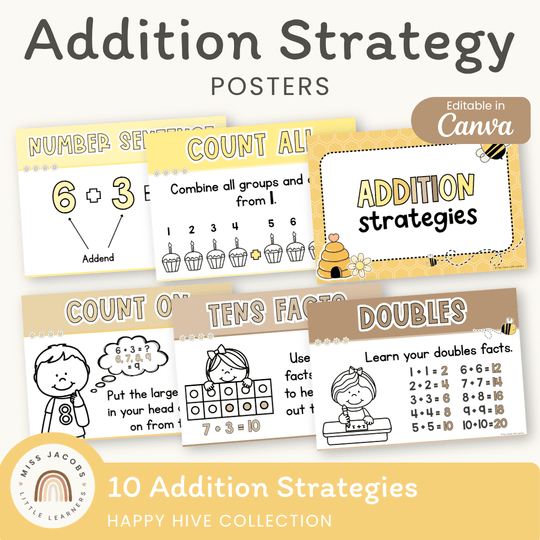 Addition Strategies Posters - Happy Hive Math Decor