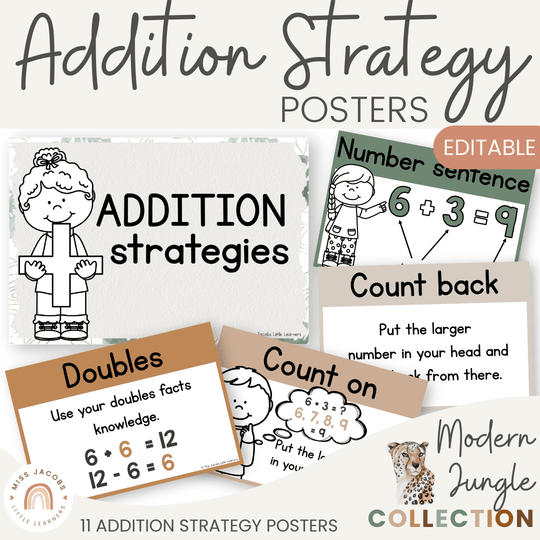 Addition Strategies Posters - Modern Jungle Earthy Theme