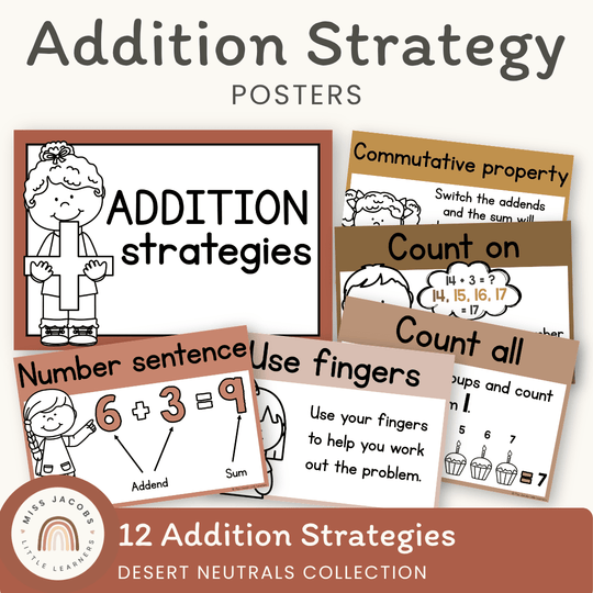 Addition Strategy Posters | DESERT NEUTRALS | Boho Vibes Classroom Decor