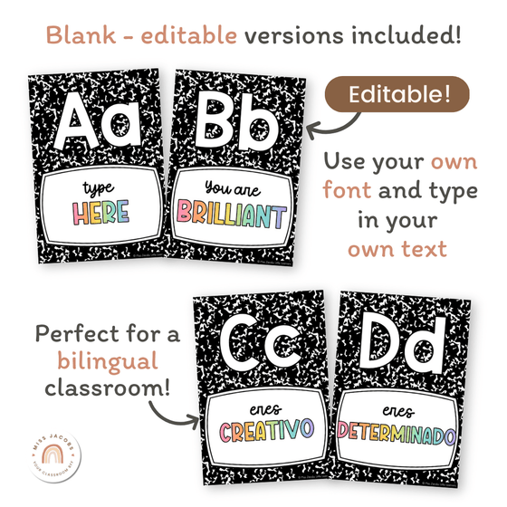 Affirmation Alphabet Posters - Black - Cutesy Classroom Decor - Miss Jacobs Little Learners
