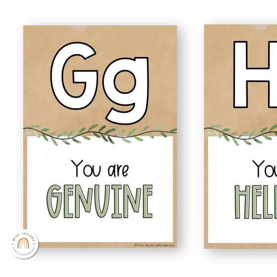 Affirmation Alphabet Posters - Boho Plants Classroom Decor - Miss Jacobs Little Learners