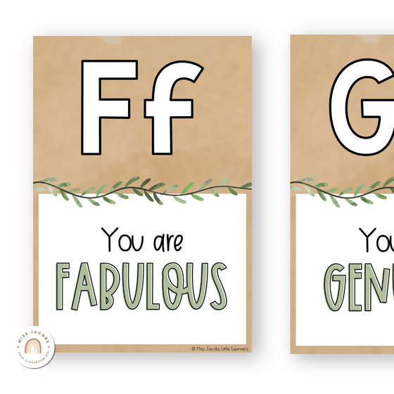 Affirmation Alphabet Posters - Boho Plants Classroom Decor - Miss Jacobs Little Learners