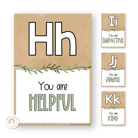 Affirmation Alphabet Posters - Boho Plants Classroom Decor - Miss Jacobs Little Learners