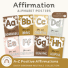 Affirmation Alphabet Posters - Daisy Gingham Neutrals Decor - Miss Jacobs Little Learners