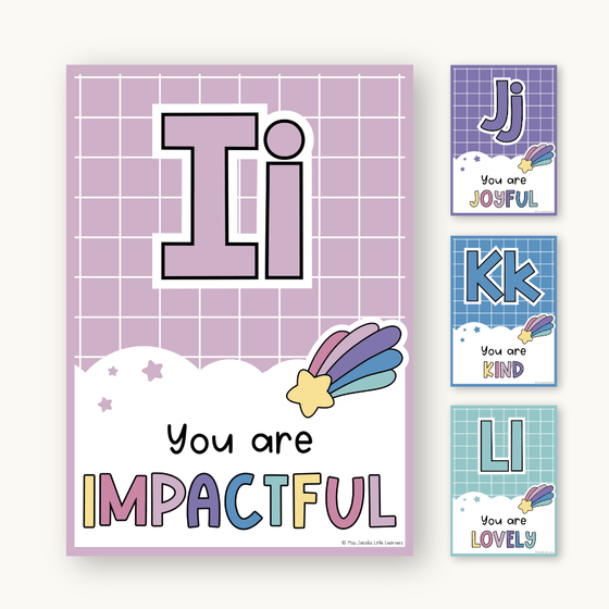 Affirmation Alphabet Posters - Dreamy Space Theme Classroom Decor - Miss Jacobs Little Learners