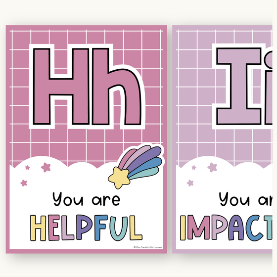Affirmation Alphabet Posters - Dreamy Space Theme Classroom Decor - Miss Jacobs Little Learners