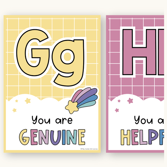 Affirmation Alphabet Posters - Dreamy Space Theme Classroom Decor - Miss Jacobs Little Learners