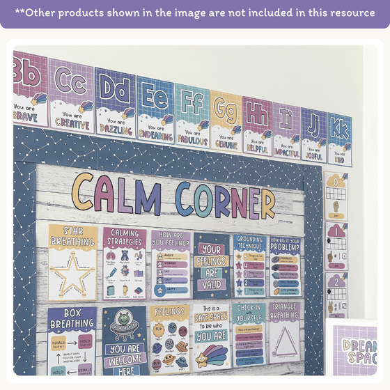 Affirmation Alphabet Posters - Dreamy Space Theme Classroom Decor - Miss Jacobs Little Learners