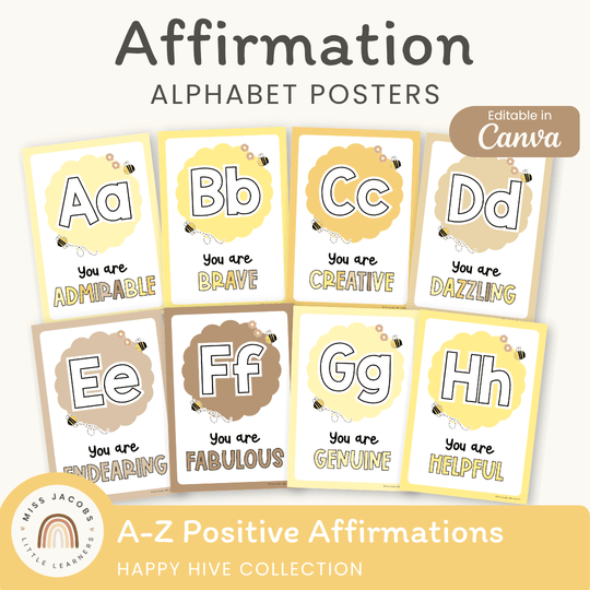 Affirmation Alphabet Posters - Happy Hive Classroom Decor