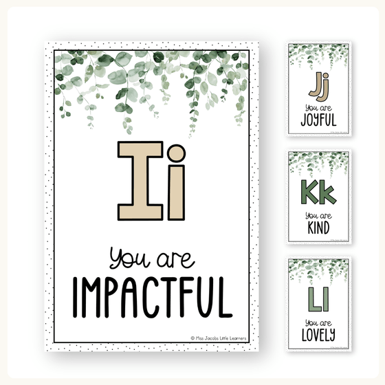 Affirmation Alphabet Posters - Modern Botanical Theme - Miss Jacobs ...