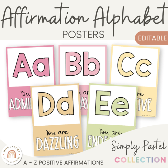 Affirmation Alphabet Posters - Simply Pastel Classroom Decor