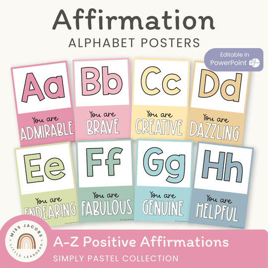 Affirmation Alphabet Posters - Simply Pastel Classroom Decor