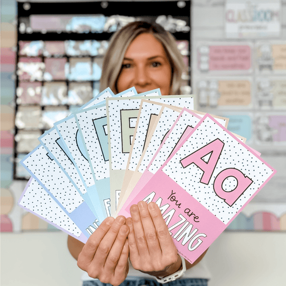 Affirmation Alphabet Posters | Spotty Pastels Classroom Decor | Editable - Miss Jacobs Little Learners