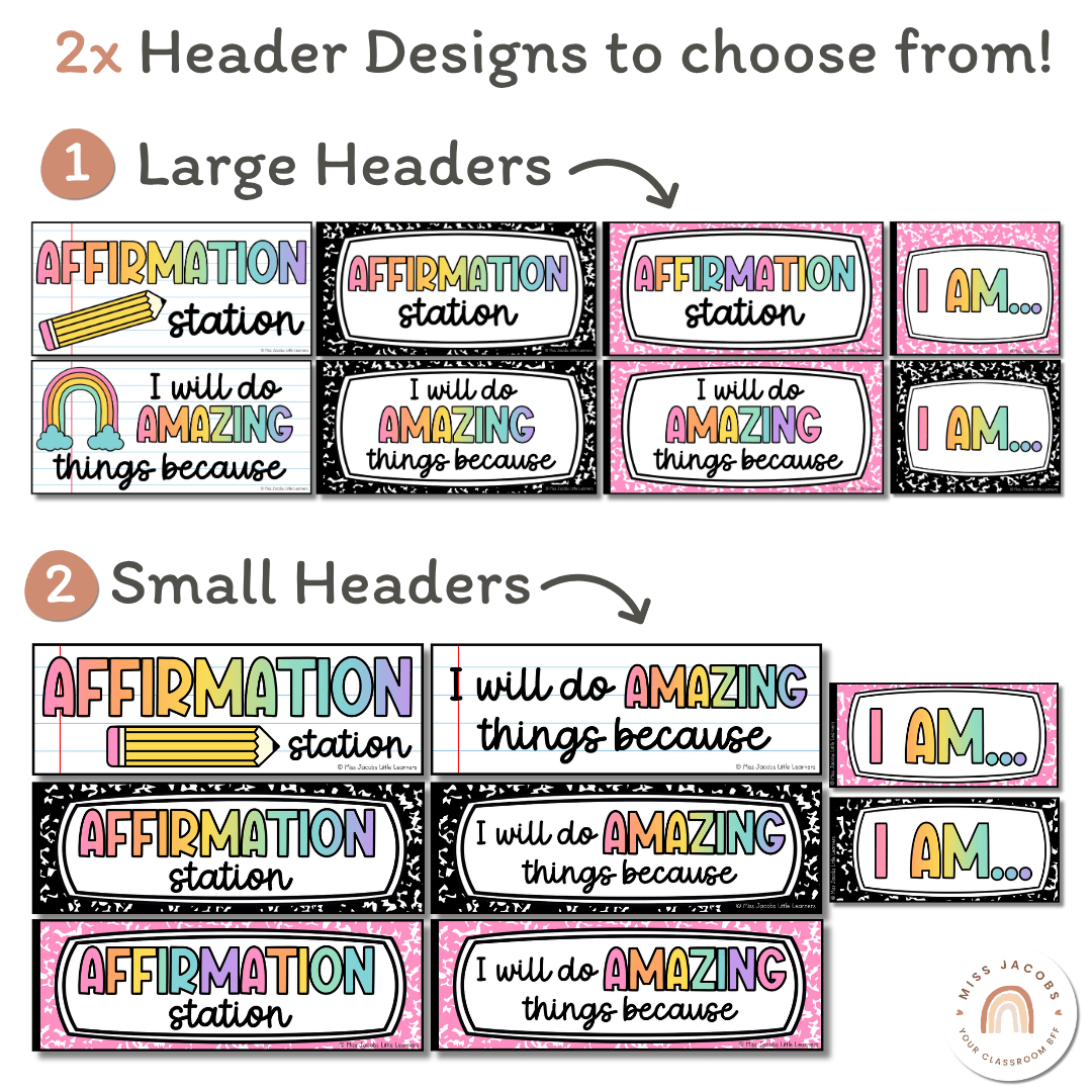 Affirmation Station - Cutesy Composition Notebook Decor