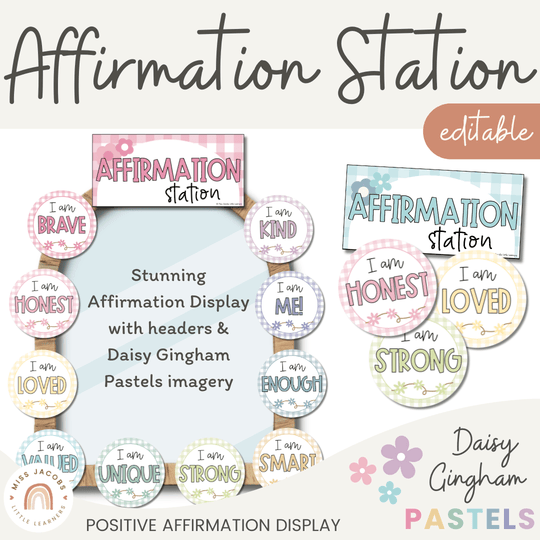 Affirmation Station - Daisy Gingham Pastels Decor