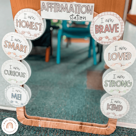 Affirmation Station | Daisy Gingham Pastels Classroom Decor - Miss Jacobs Little Learners