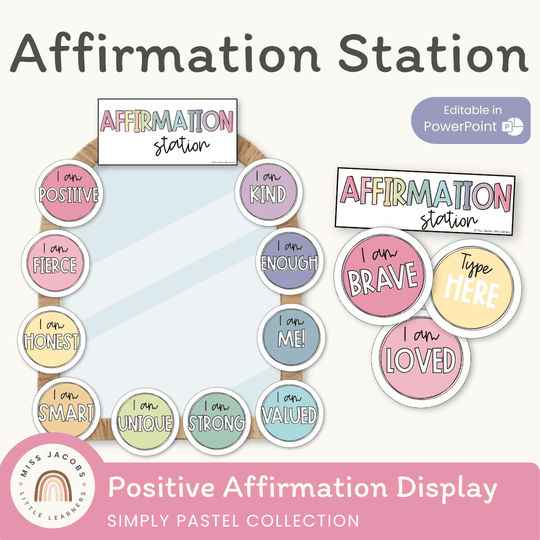 Affirmation Station PASTELS | Positive Affirmations Mirror Display