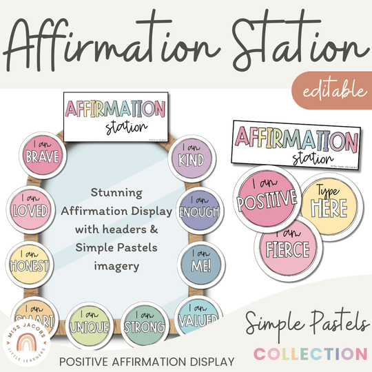 Affirmation Station PASTELS | Positive Affirmations Mirror Display